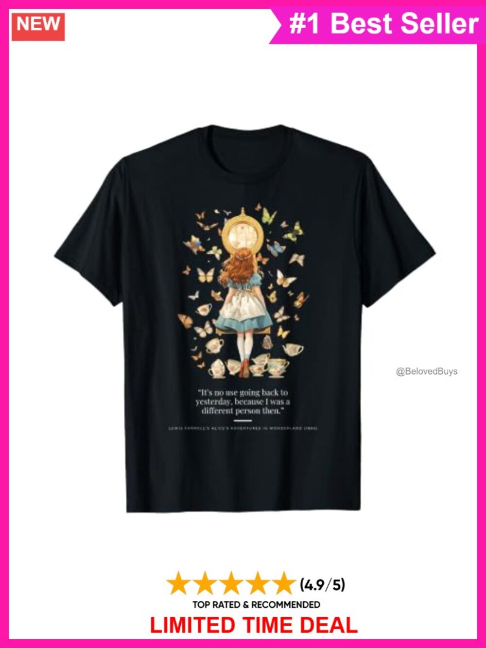 Alice in Wonderland Quote Lewis Carroll T-Shirt Classic Fit